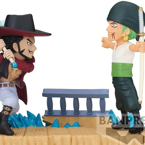 One Piece Roronoa Zoro vs Dracule Mihawk WCF Log Stories Mini-Figure ...