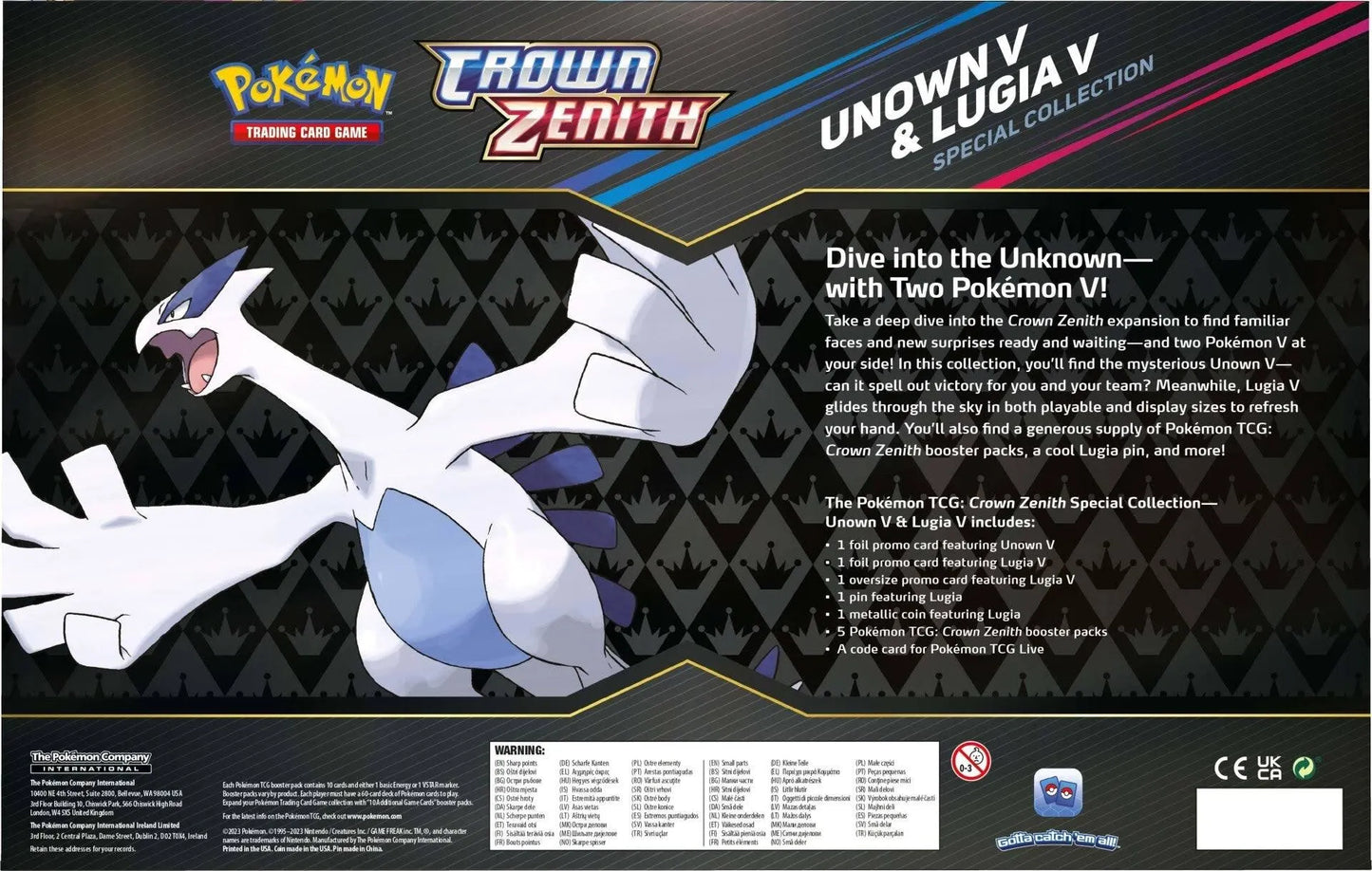 Pokemon TCG: Crown Zenith Special Collection [Unown V & Lugia V] Damaged Box!