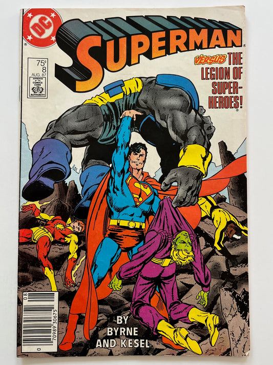 1987 DC Comics: Superman #8 (Versus The Legion of Superheroes) Good Condition